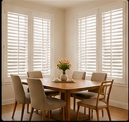 Bright dining-room shutter installation